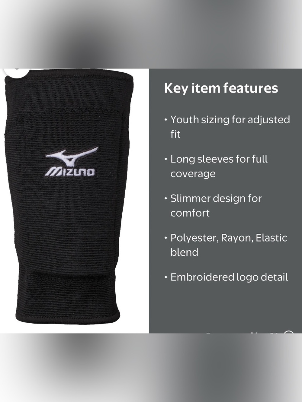 Mizuno youth black kneepads - large